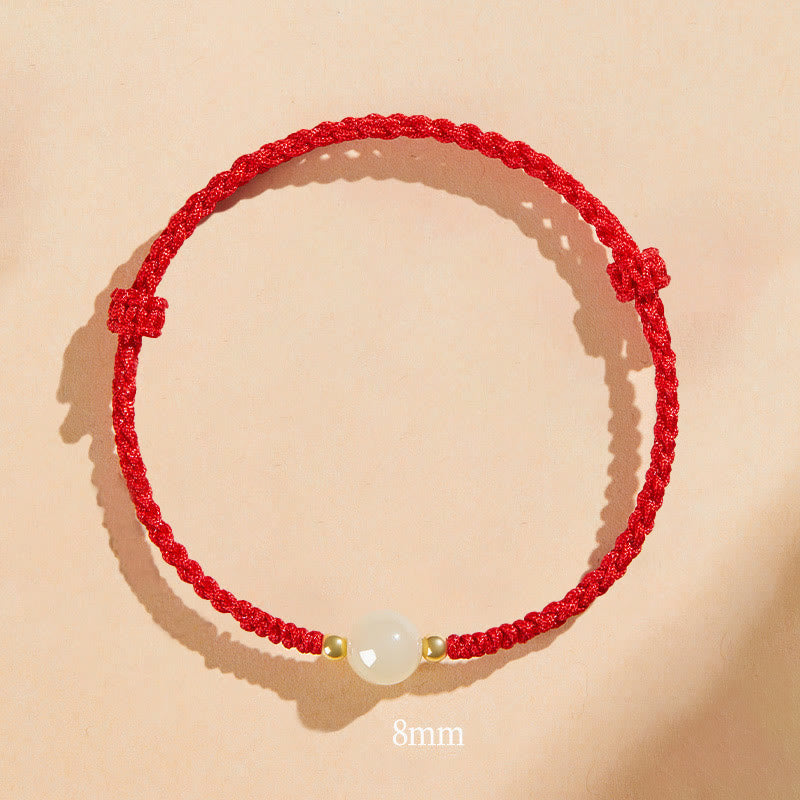 Bracelet tressé en perles rondes de jade fabriquées à la main par Buddha Stones