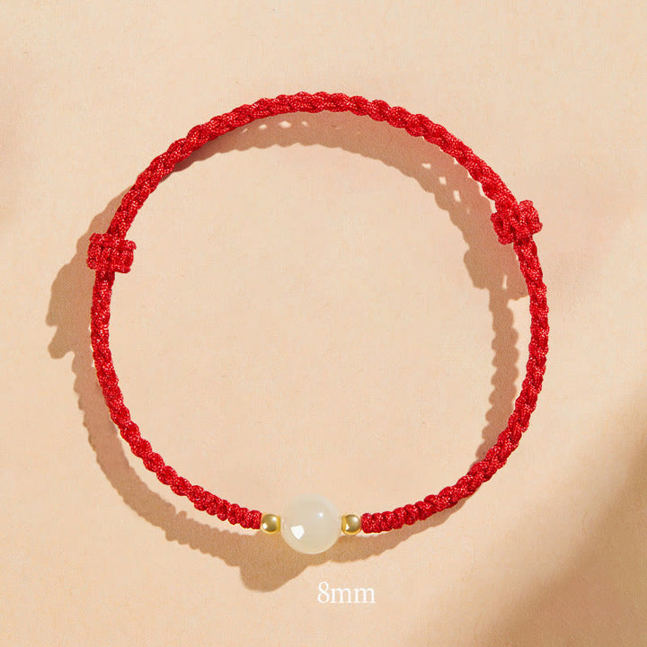 Bracelet tressé en perles rondes de jade fabriquées à la main par Buddha Stones