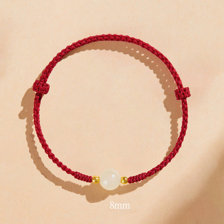 Bracelet tressé en perles rondes de jade fabriquées à la main par Buddha Stones