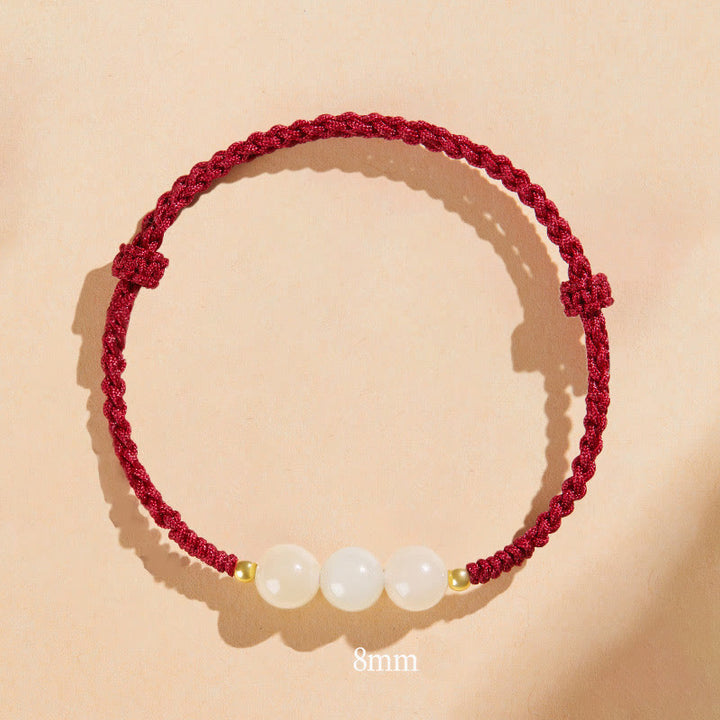 Bracelet tressé en perles rondes de jade fabriquées à la main par Buddha Stones