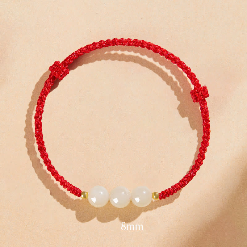 Bracelet tressé en perles rondes de jade fabriquées à la main par Buddha Stones