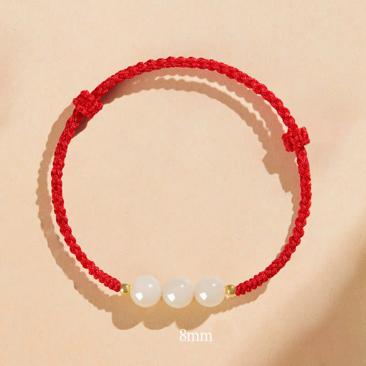 Bracelet tressé en perles rondes de jade fabriquées à la main par Buddha Stones