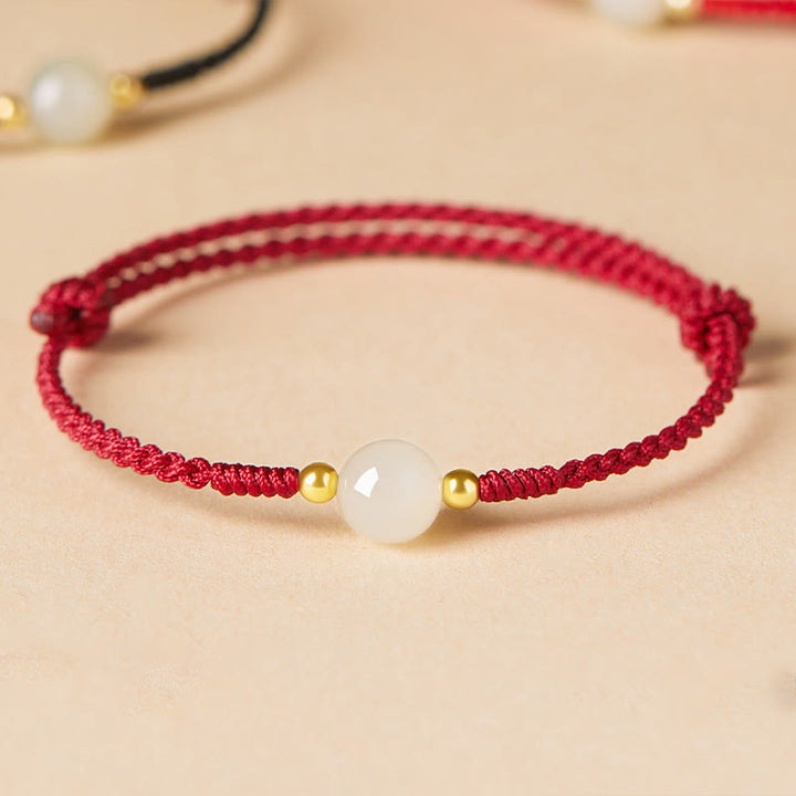 Bracelet tressé en perles rondes de jade fabriquées à la main par Buddha Stones