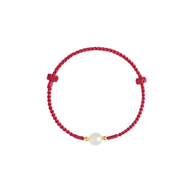 Bracelet tressé en perles rondes de jade fabriquées à la main par Buddha Stones