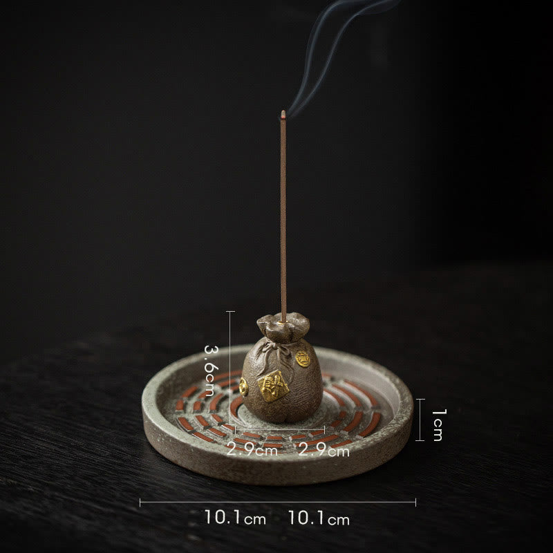 Petit bol à trésor en Buddha Stones , sac porte-bonheur, plateau Bagua, bâton en céramique de guérison, brûleur d'encens, décoration