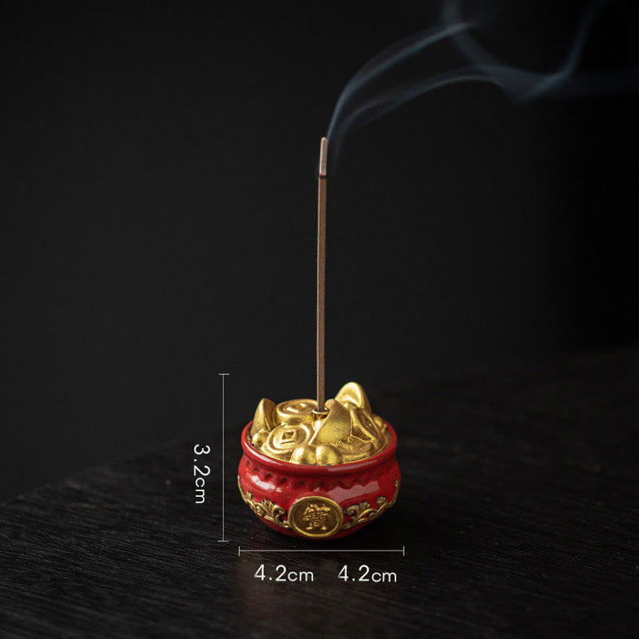 Petit bol à trésor en Buddha Stones , sac porte-bonheur, plateau Bagua, bâton en céramique de guérison, brûleur d'encens, décoration