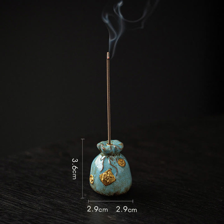 Petit bol à trésor en Buddha Stones , sac porte-bonheur, plateau Bagua, bâton en céramique de guérison, brûleur d'encens, décoration