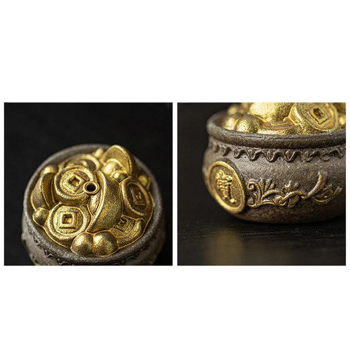 Petit bol à trésor en Buddha Stones , sac porte-bonheur, plateau Bagua, bâton en céramique de guérison, brûleur d'encens, décoration