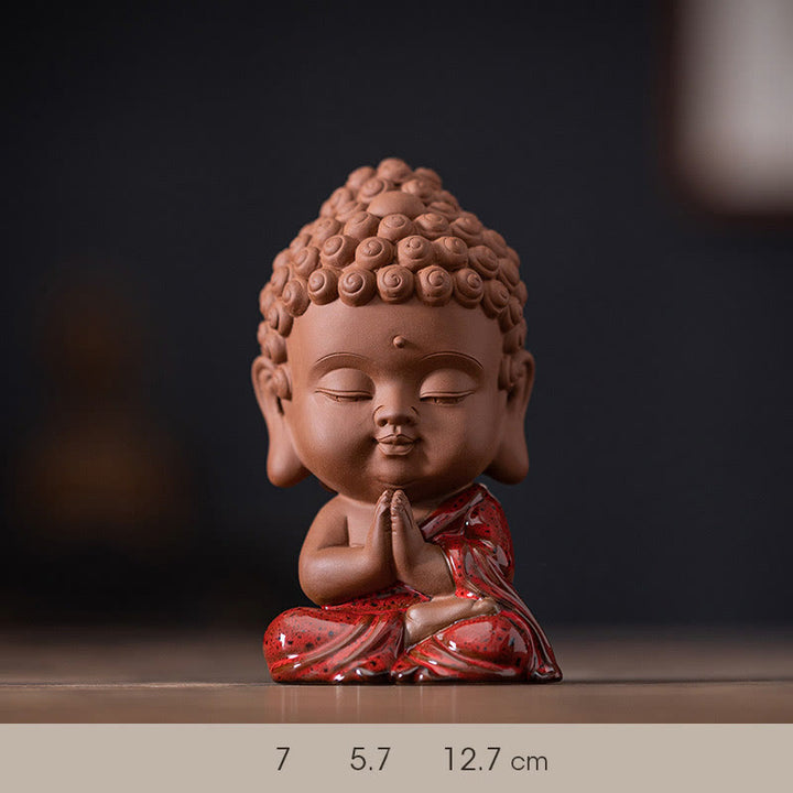 Buddha Stones Mini Gautama bouddha Sakyamuni Kwan Yin Avalokitesvara Ksitigarbha sérénité décoration de bureau en céramique - Bouddha Gautama Sakyamuni 7*5.7*12.7cm - image 1