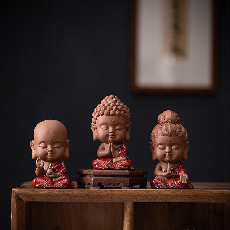 Buddha Stones Mini Gautama bouddha Sakyamuni Kwan Yin Avalokitesvara Ksitigarbha sérénité décoration de bureau en céramique - image 0