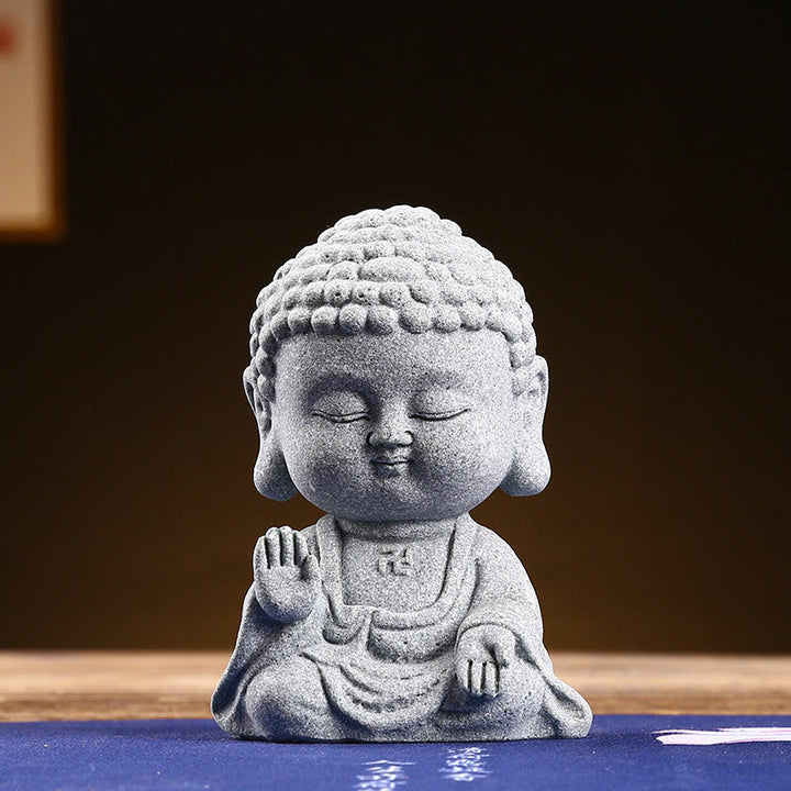 Buddha Stones Méditation Prière Bouddha Compassion Sérénité Décoration de la maison - Bouddha levant la main 6,7 x 4,5 x 9,5 cm - image 12