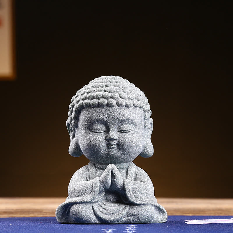 Buddha Stones Méditation Prière Bouddha Compassion Sérénité Décoration de la maison - Bouddha en prière 6,7 x 4,5 x 9,5 cm - image 1