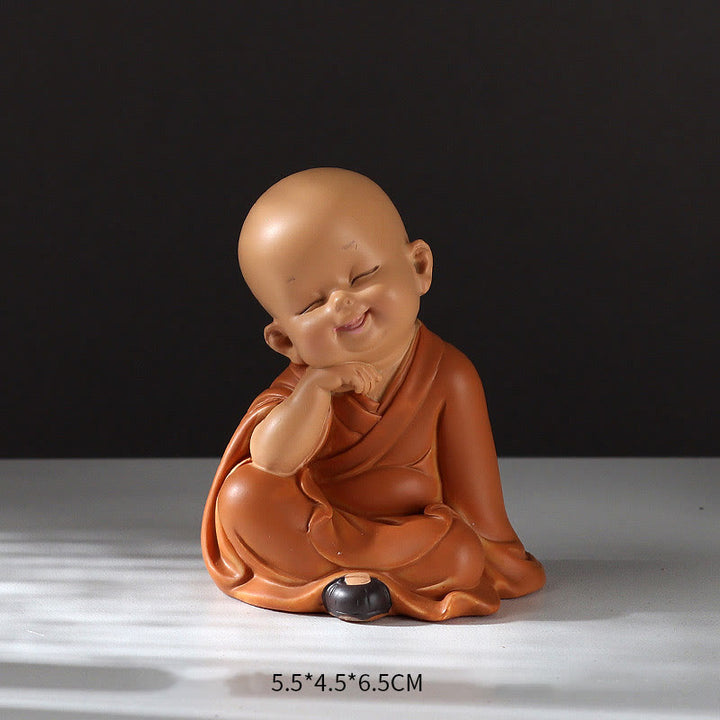 Buddha Stones Petite Mini Méditation Moine Priant Sérénité Résine Décoration de la Maison - Moine pensif 5,5 x 4,5 x 6,5 cm - image 5