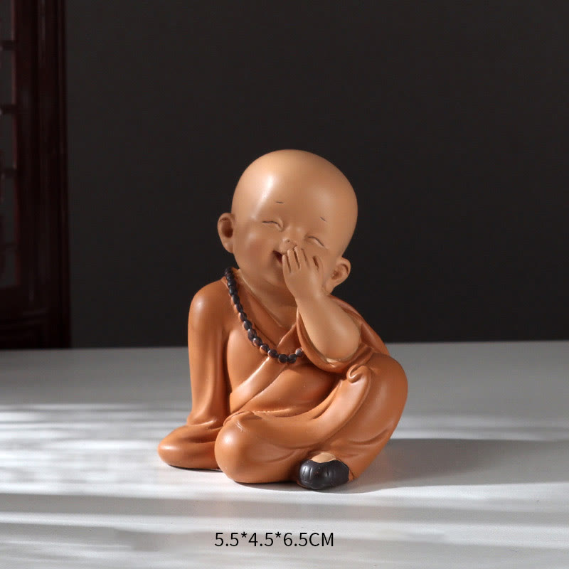 Buddha Stones Petite Mini Méditation Moine Priant Sérénité Résine Décoration de la Maison - Couvre-bouche moine 5,5 x 4,5 x 6,5 cm - image 12