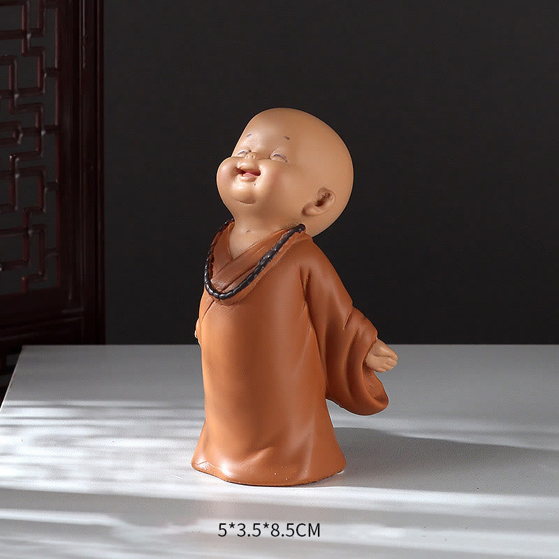 Buddha Stones Petite Mini Méditation Moine Priant Sérénité Résine Décoration de la Maison - Moine rieur 5,5 x 3,5 x 8,5 cm - image 22