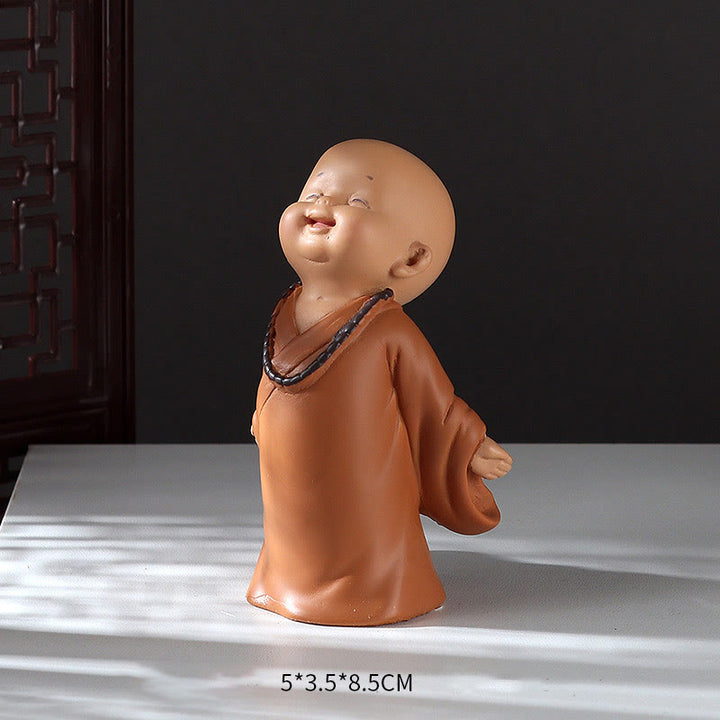Buddha Stones Petite Mini Méditation Moine Priant Sérénité Résine Décoration de la Maison - Moine rieur 5,5 x 3,5 x 8,5 cm - image 22