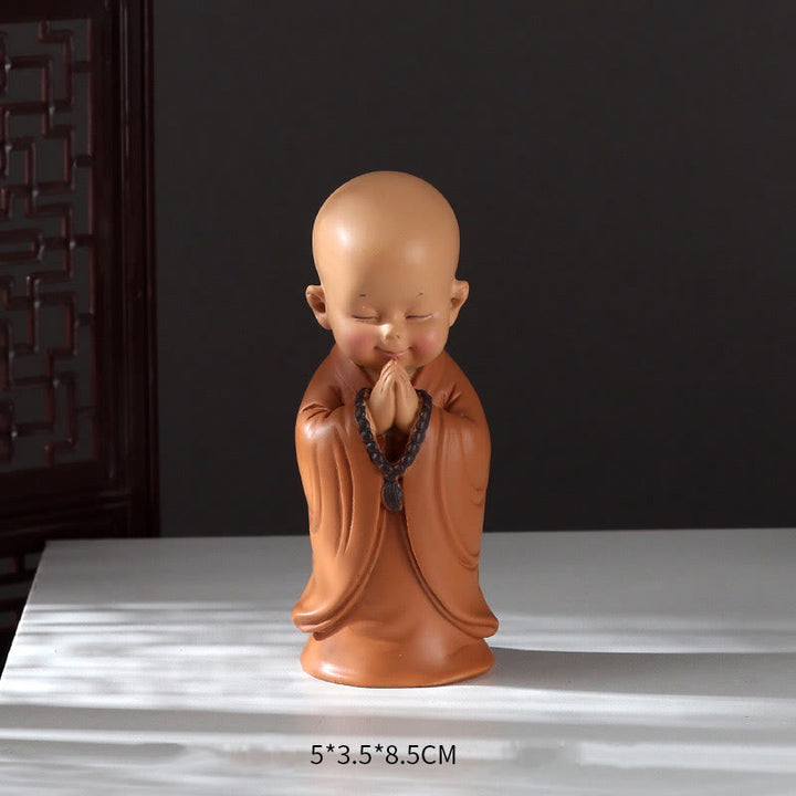 Buddha Stones Petite Mini Méditation Moine Priant Sérénité Résine Décoration de la Maison - Moine en prière, tête inclinée, 5,5 x 3,5 x 8,5 cm - image 18