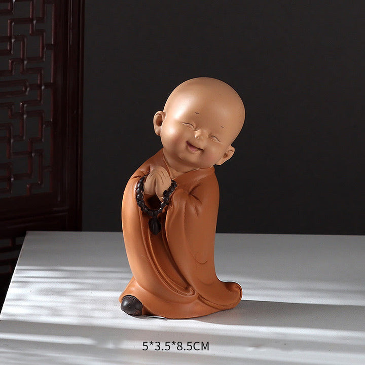 Buddha Stones Petite Mini Méditation Moine Priant Sérénité Résine Décoration de la Maison - Moine applaudissant 5,5 x 3,5 x 8,5 cm - image 21