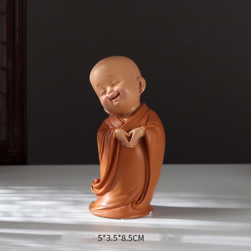 Buddha Stones Petite Mini Méditation Moine Priant Sérénité Résine Décoration de la Maison - Création d'un moine au cœur 5,5*3,5*8,5 cm - image 17