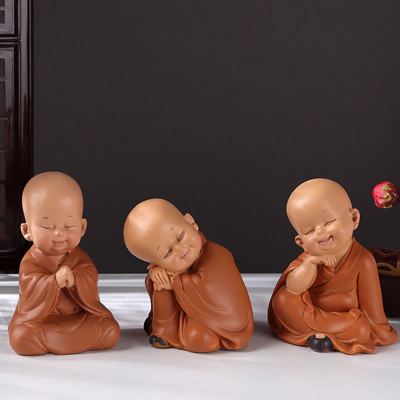 Buddha Stones Petite Mini Méditation Moine Priant Sérénité Résine Décoration de la Maison - image 3