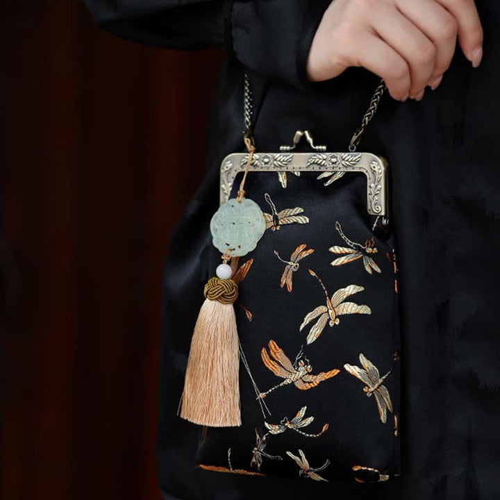 Sac à bandoulière en métal avec petite libellule Buddha Stones