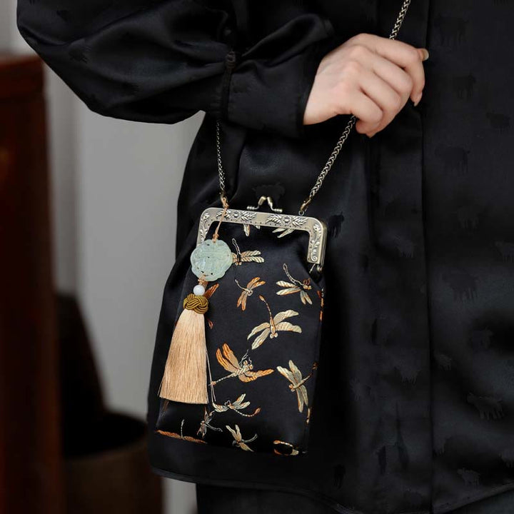 Sac à bandoulière en métal avec petite libellule Buddha Stones