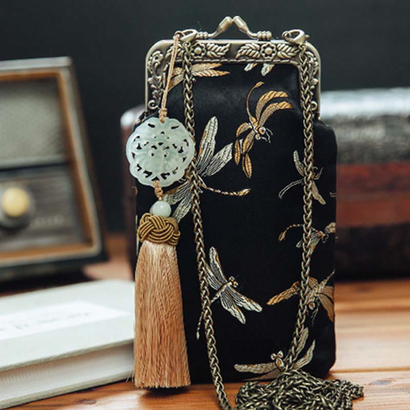 Sac à bandoulière en métal avec petite libellule Buddha Stones