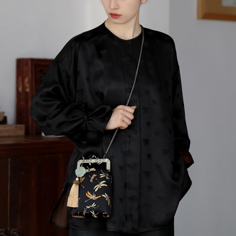 Sac à bandoulière en métal avec petite libellule Buddha Stones