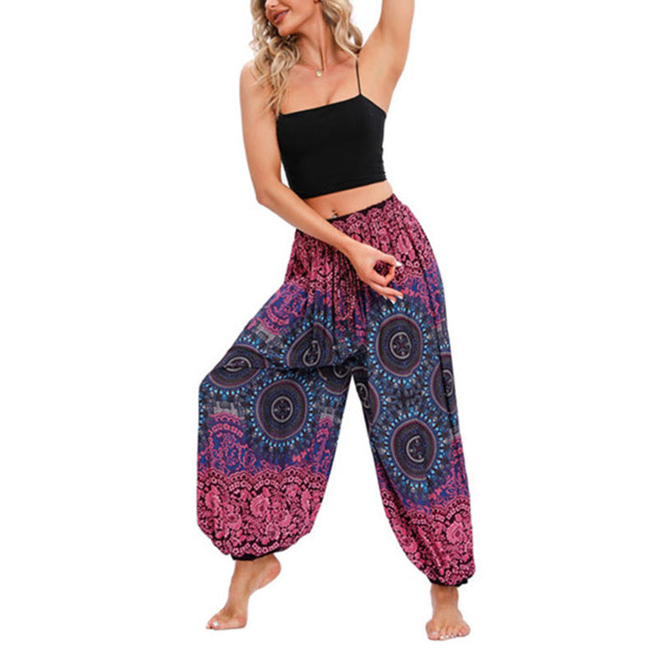 Pantalon de yoga décontracté ample à motif de boussole avec Buddha Stones pour femme - image 2