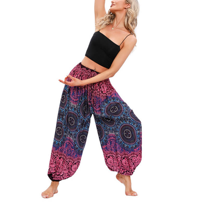 Pantalon de yoga décontracté ample à motif de boussole avec Buddha Stones pour femme - image 3