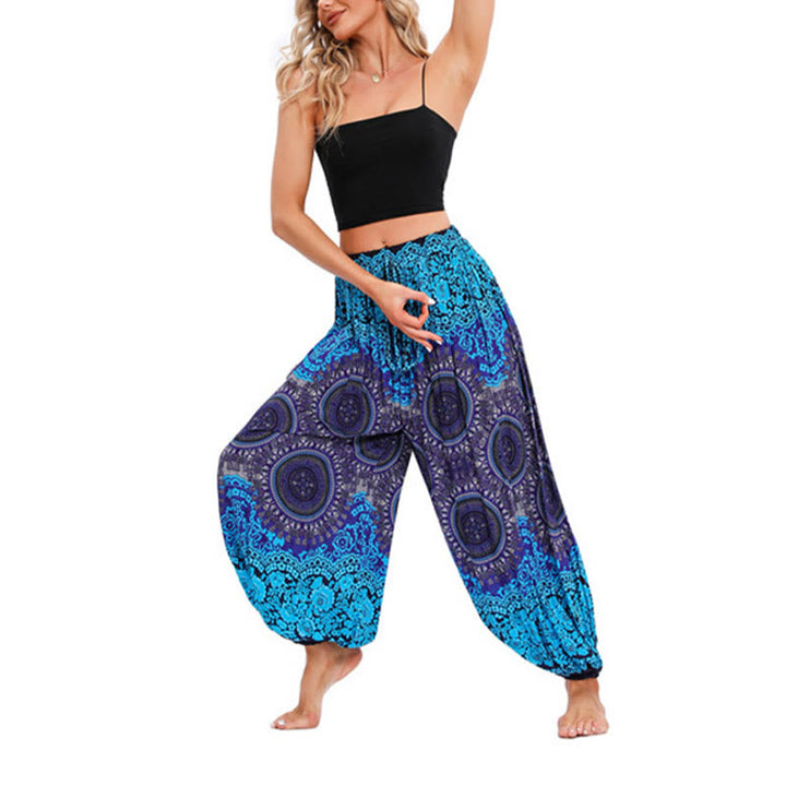 Pantalon de yoga décontracté ample à motif de boussole avec Buddha Stones pour femme - Bleu - US4-8/10, UK/AU8-12/14, EU36-40/42 (F) - image 5