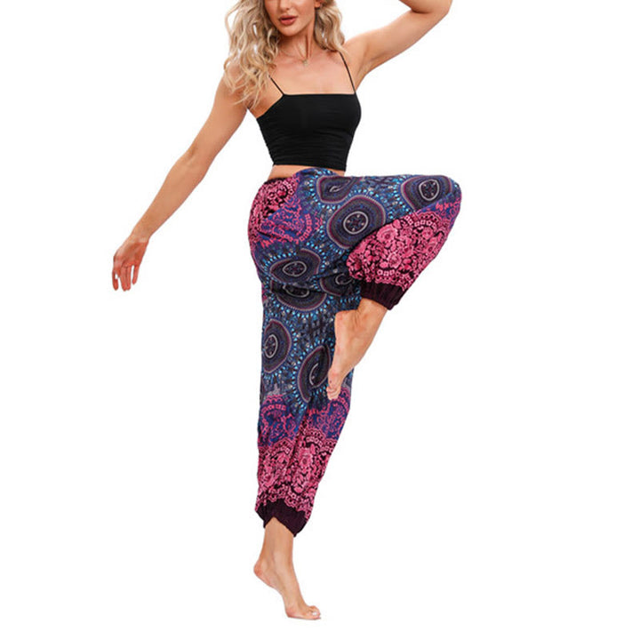 Pantalon de yoga décontracté ample à motif de boussole avec Buddha Stones pour femme - image 4