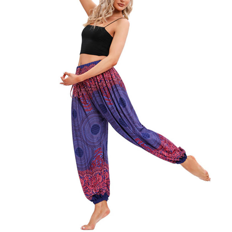 Pantalon de yoga ample à motif de fleurs en forme de cercle avec Buddha Stones pour femme - image 15