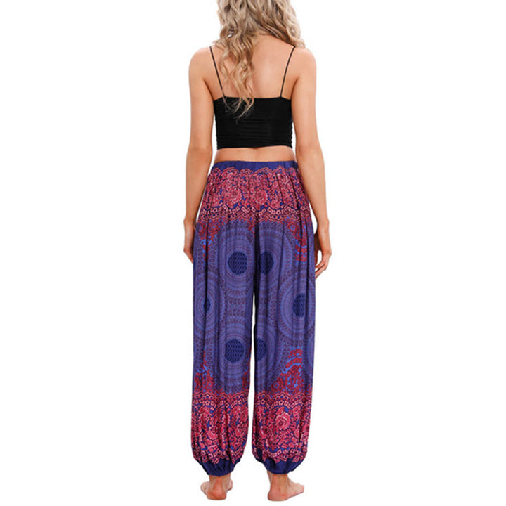 Pantalon de yoga ample à motif de fleurs en forme de cercle avec Buddha Stones pour femme - image 13