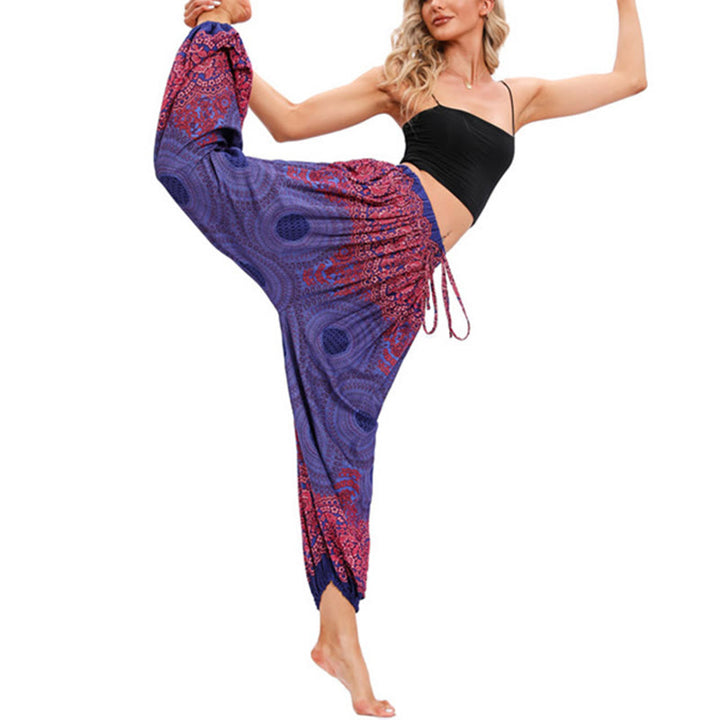 Pantalon de yoga ample à motif de fleurs en forme de cercle avec Buddha Stones pour femme - image 16