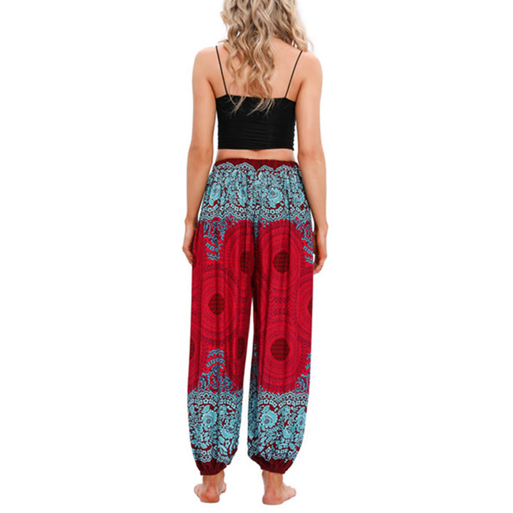 Pantalon de yoga ample à motif de fleurs en forme de cercle avec Buddha Stones pour femme - image 3