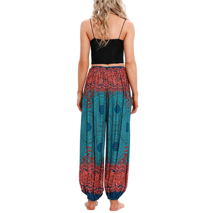 Pantalon de yoga ample à motif de fleurs en forme de cercle avec Buddha Stones pour femme - image 8