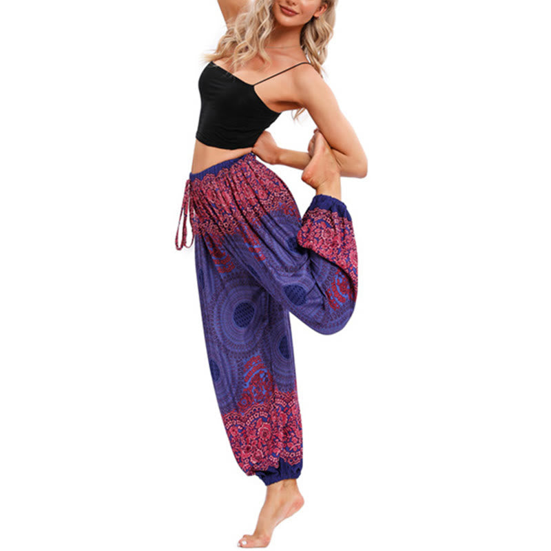 Pantalon de yoga ample à motif de fleurs en forme de cercle avec Buddha Stones pour femme - image 14