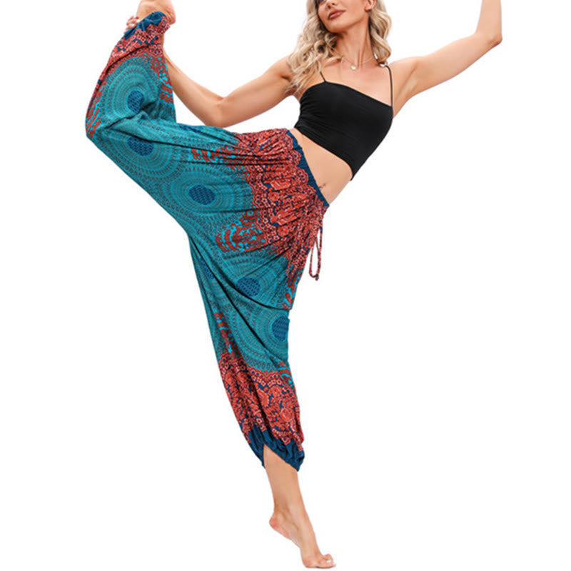 Pantalon de yoga ample à motif de fleurs en forme de cercle avec Buddha Stones pour femme - image 10