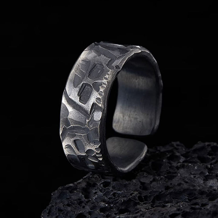 Bague de bénédiction faite à la main en argent sterling 999 avec motif squelette de Buddha Stones - image 1