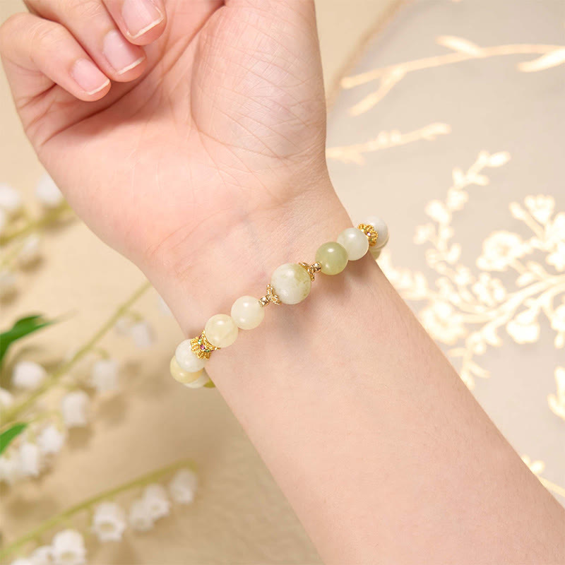Bracelet d'abondance en jade vert raisin Buddha Stones