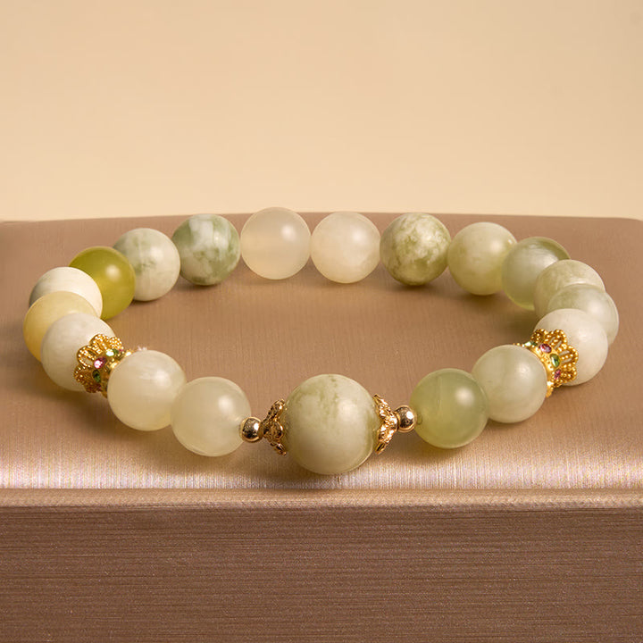 Bracelet d'abondance en jade vert raisin Buddha Stones