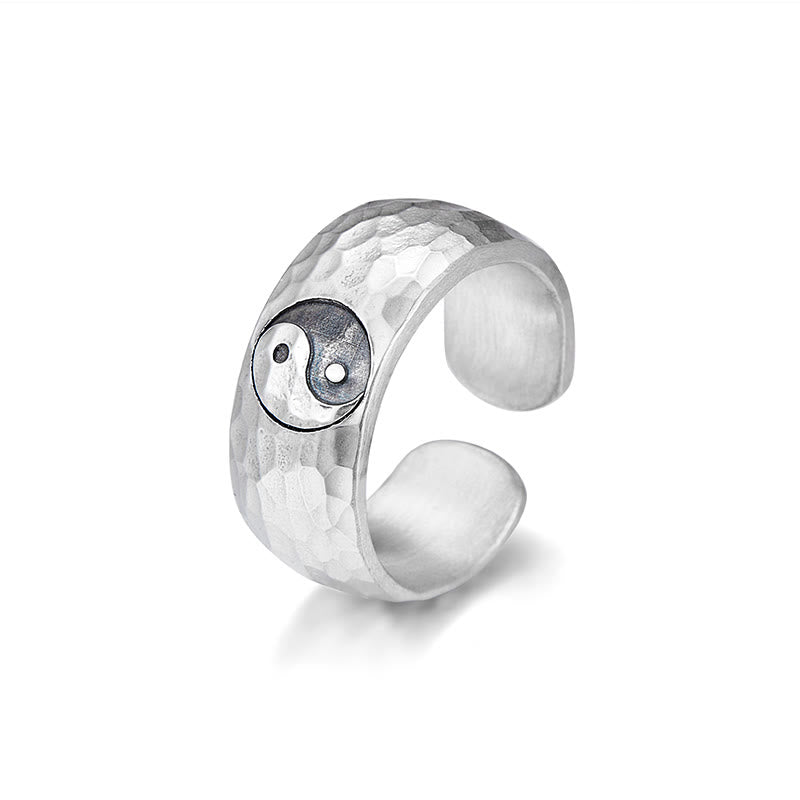 Bague ajustable en argent sterling 999 faite à la main avec Buddha Stones et symbole d'harmonie Yin Yang Bagua - image 10