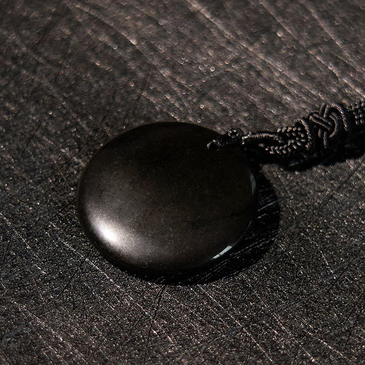 Collier pendentif spirituel Yin Yang en Buddha Stones en cristal varié, améthyste, œil de tigre, aventurine verte