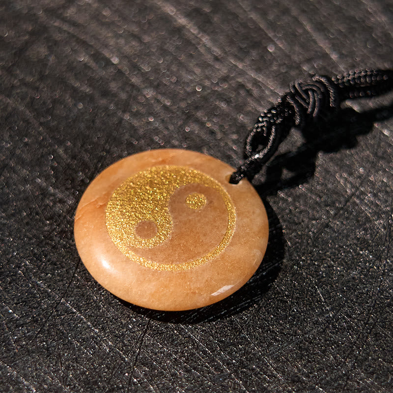 Collier pendentif spirituel Yin Yang en Buddha Stones en cristal varié, améthyste, œil de tigre, aventurine verte