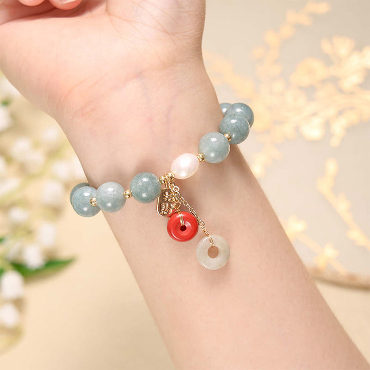 Bracelet de confiance avec breloque en jade et agate rouge et Buddha Stones