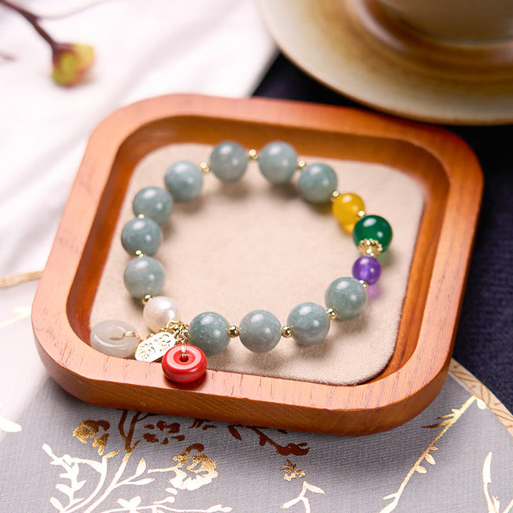 Bracelet de confiance avec breloque en jade et agate rouge et Buddha Stones