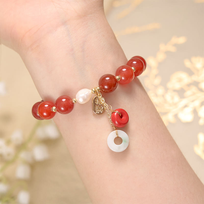 Bracelet de confiance avec breloque en jade et agate rouge et Buddha Stones