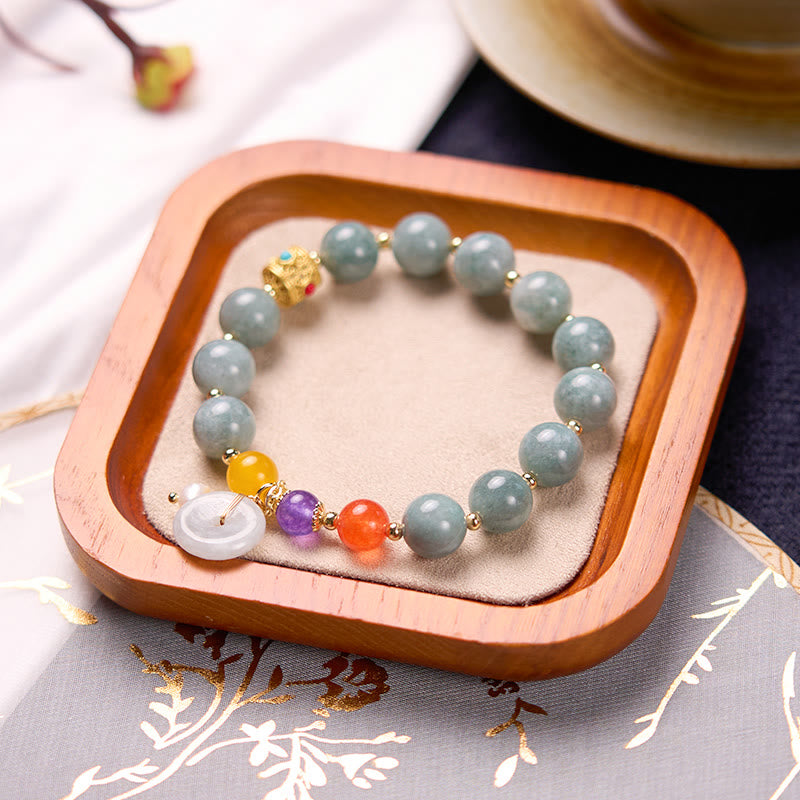 Bracelet de confiance avec breloque en jade et agate rouge et Buddha Stones