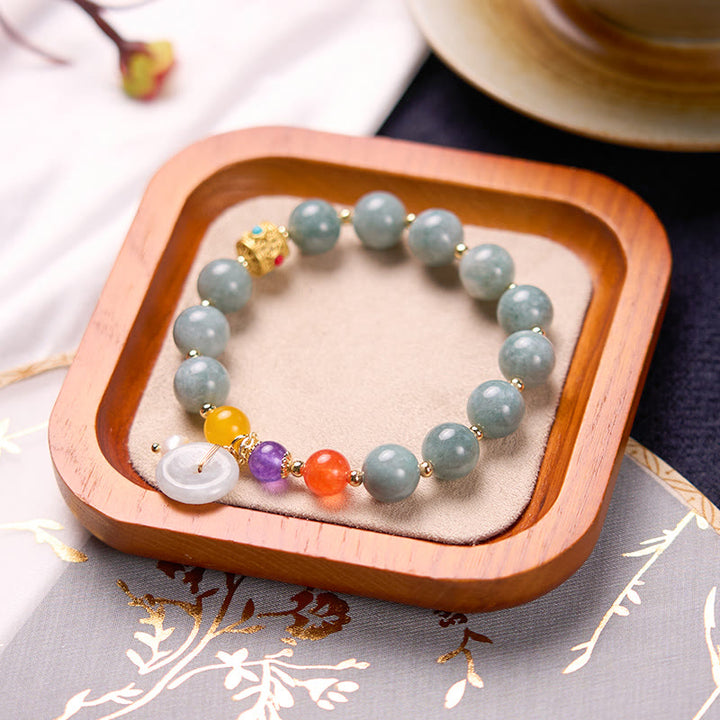 Bracelet de confiance avec breloque en jade et agate rouge et Buddha Stones